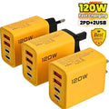 120W 4-Port USB-C Fast Charger | USB-C & USB-A | US, EU & UK Plug