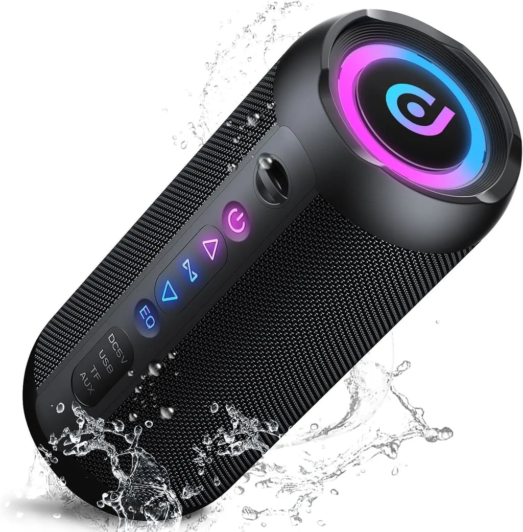 30W Portable Bluetooth Speaker – Deep Bass, RGB Lights, IPX7 Waterproof, 30H Playtime