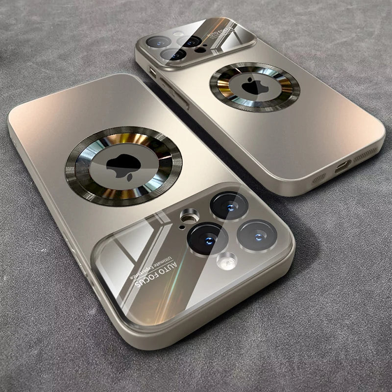 Luxury MagSafe Glass Camera iPhone Case | Magnetic Wireless Charging Cover